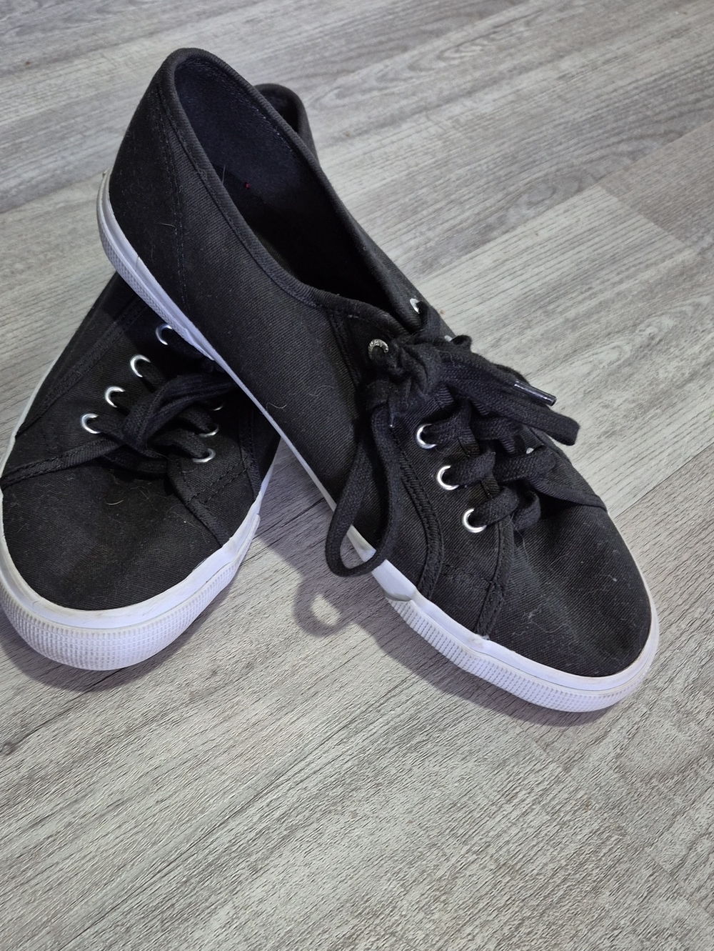 Old Navy Black Canvas Lace-Up Sneakers with White Sole